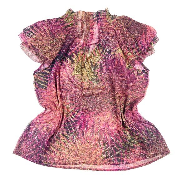 Women’s Liverpool Los Angeles Multicolor Sheer Blouse Size Medium - Picture 2 of 3
